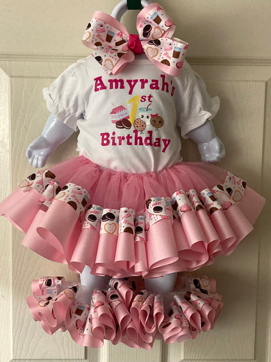 Cookies and Cream TuTu Set With Hairbow